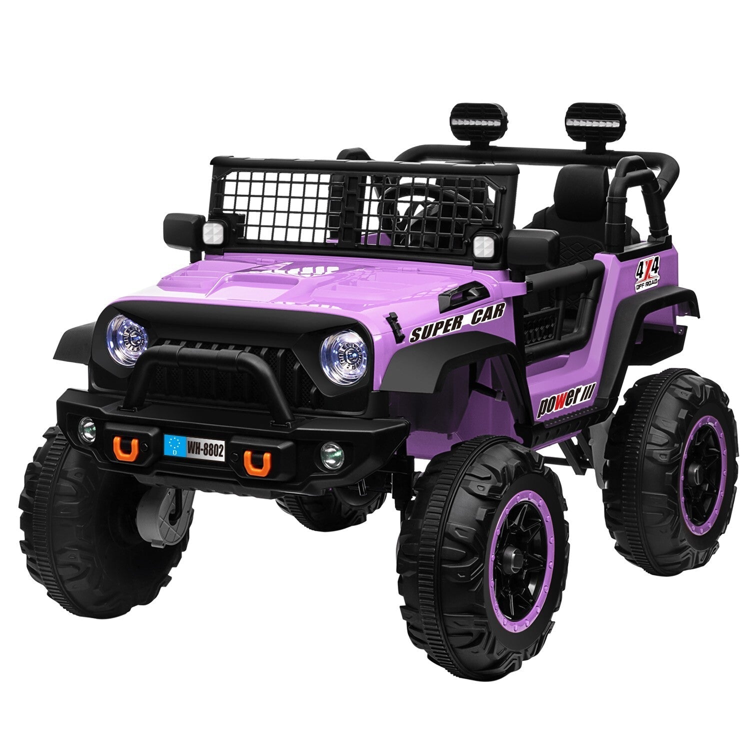 24V Electric Kids Ride-On Car with 2 Seats and 4WD/2WD Switch - Purple