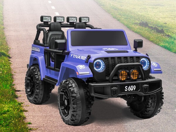 12V Electric Ride-On Jeep Truck for Kids with 2 Seats, 3 Speeds, and Remote Control, Blue