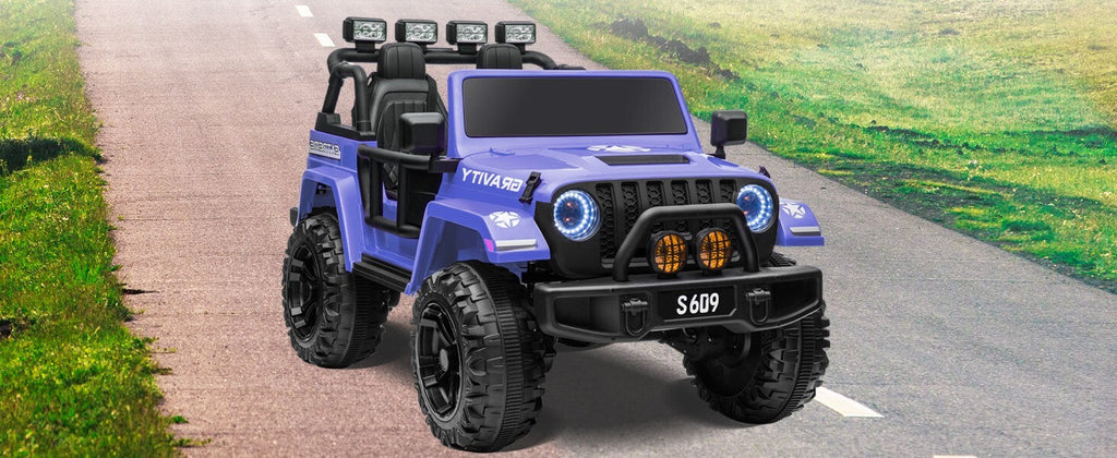 12V Electric Ride-On Jeep Truck for Kids with 2 Seats, 3 Speeds, and Remote Control, Blue
