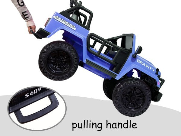 12V Electric Ride-On Jeep Truck for Kids with 2 Seats, 3 Speeds, and Remote Control, Blue