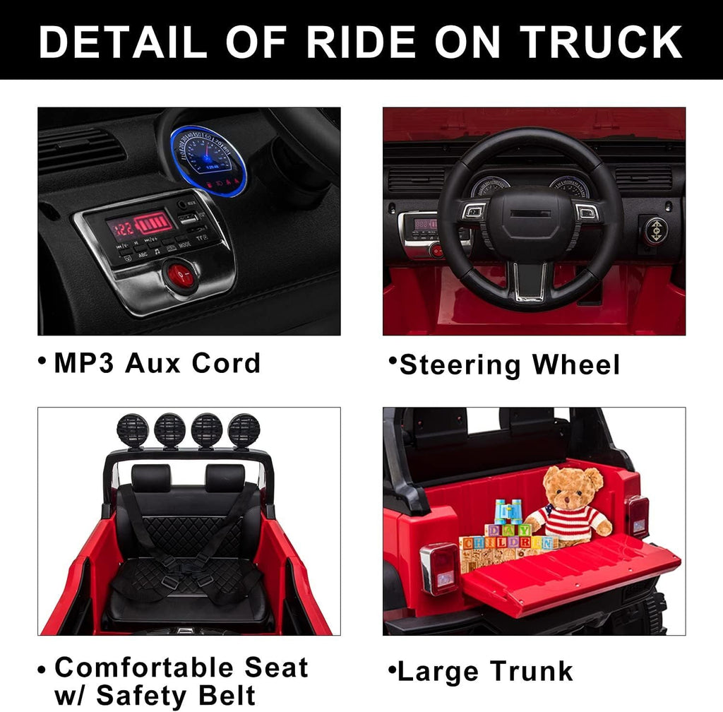 12V Electric Ride-On Kids Pickup Truck with 3-Speed Remote Control