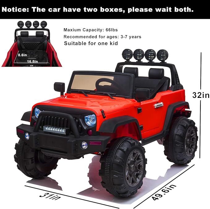 12V Electric Ride-On Pickup Truck for Kids with 3 Speeds and Remote Control
