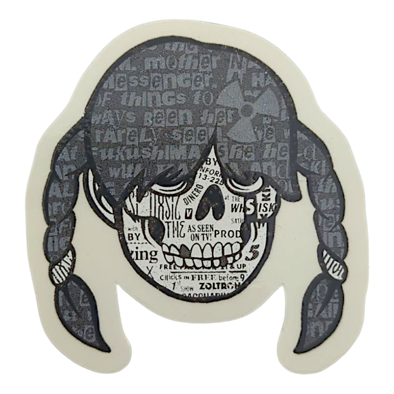 Zoltron Sue Nami's Head (Black & White) Sticker
